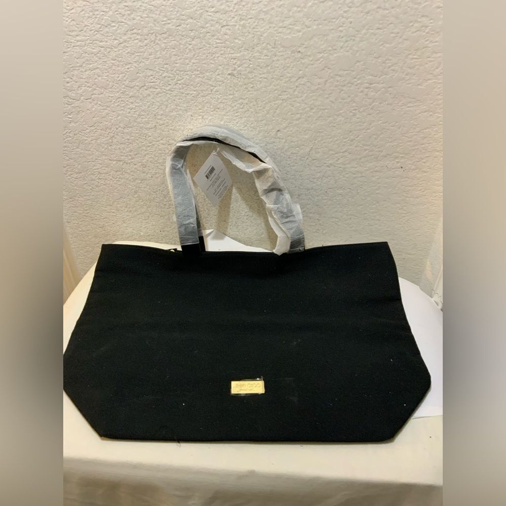 Jimmy Choo Perfume Tote Bag Weekender Shoulder Bag Black Gold NWT!